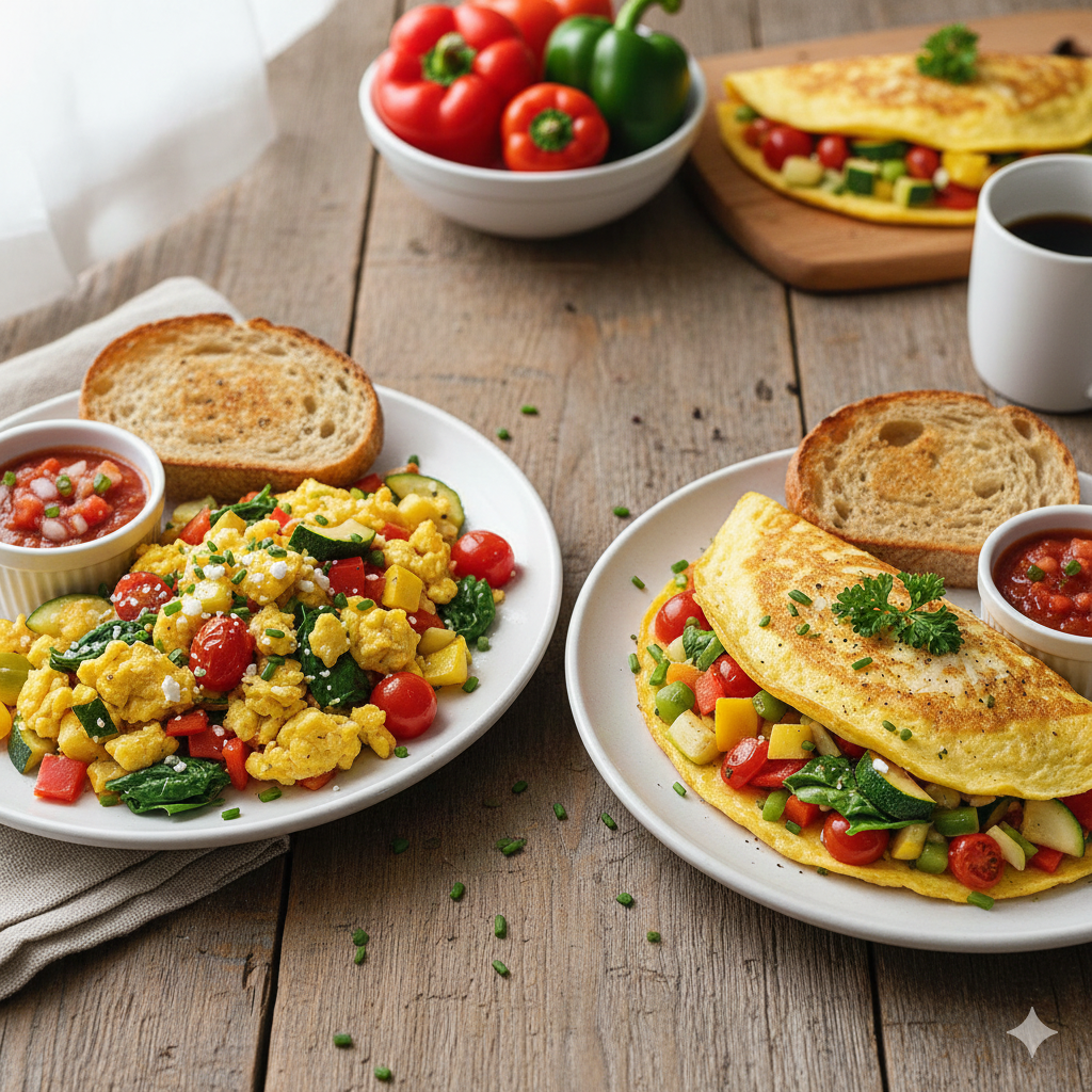 Garden Veggie Scrambles and Omelets
