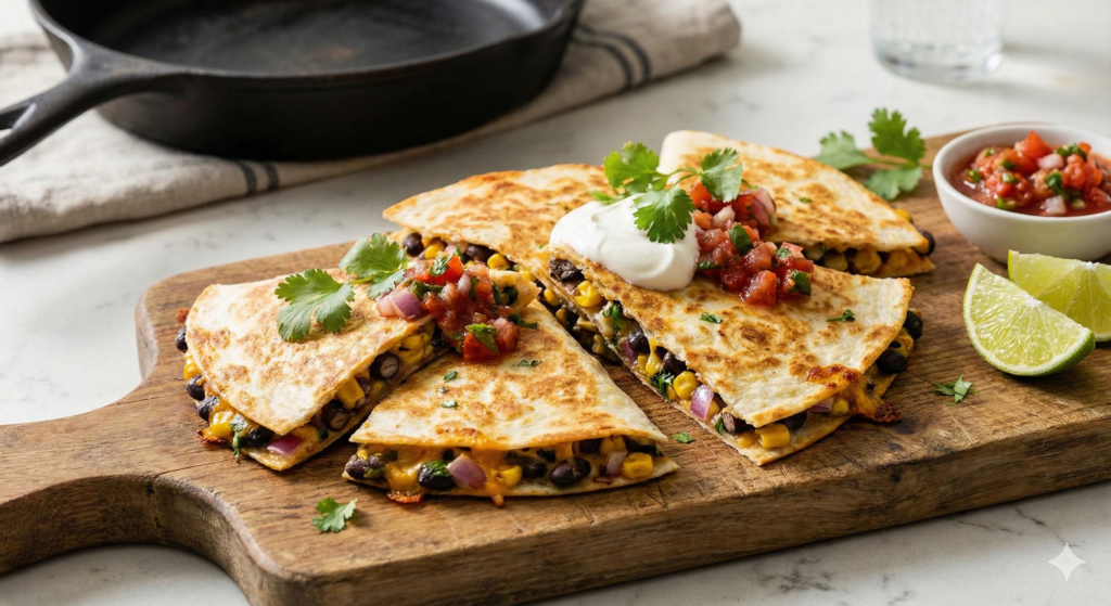 15-Minute Black Bean and Corn Quesadillas