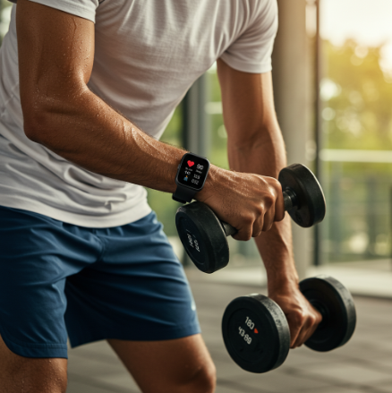 Aplicativo fitbit, pessoa monitorando sua saúde